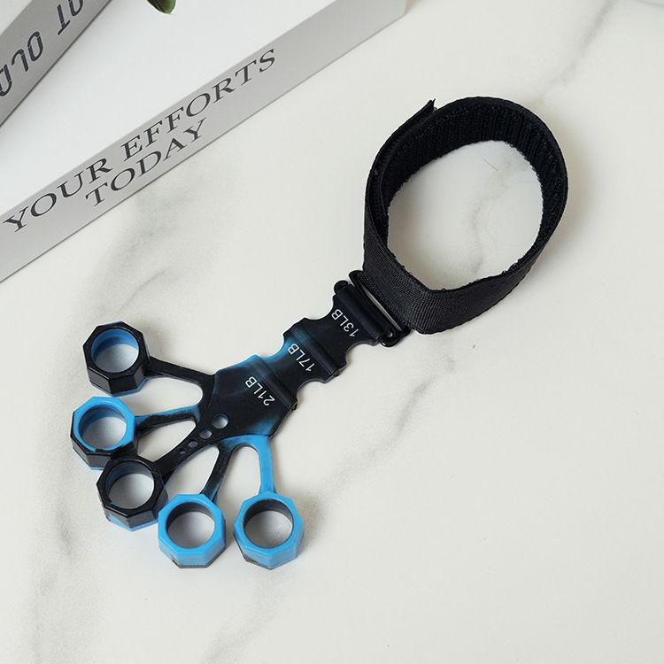 10 pcs Blue Finger Exerciser and Hand Strengthener - Adjustable Silicone Grip Strength Trainer for Physical Therapy, Athletes and Musicians - 13LB to 21LB Resistance Levels