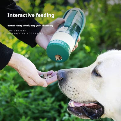 Dark Blue 2-in-1 Portable Dog Water Bottle and Food Container - Leaf-Shaped Silicone Travel Bowl for Pets, Leak-Proof Outdoor Dispenser for Walking, Hiking and Traveling, 330ml Capacity