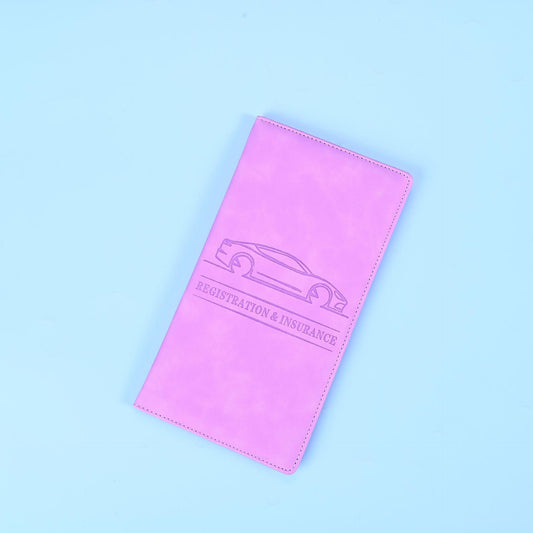 3 Pcs Premium PU Leather Car Registration and Insurance Holder - Slim Auto Document Organizer, Driver's License Wallet and Travel Passport Folder - Purple