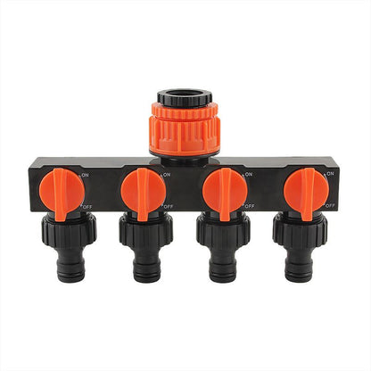 2pcs Orange 4-Way Garden Hose Splitter - Multi-Outlet Tap Manifold with Individual Control Valves - Universal Fit for 1/2 inch 3/4 inch and 1 inch Taps - Durable ABS Irrigation Water Distributor