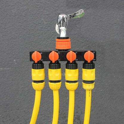 2pcs Orange 4-Way Garden Hose Splitter - Multi-Outlet Tap Manifold with Individual Control Valves - Universal Fit for 1/2 inch 3/4 inch and 1 inch Taps - Durable ABS Irrigation Water Distributor