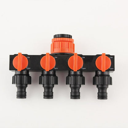 2pcs Orange 4-Way Garden Hose Splitter - Multi-Outlet Tap Manifold with Individual Control Valves - Universal Fit for 1/2 inch 3/4 inch and 1 inch Taps - Durable ABS Irrigation Water Distributor