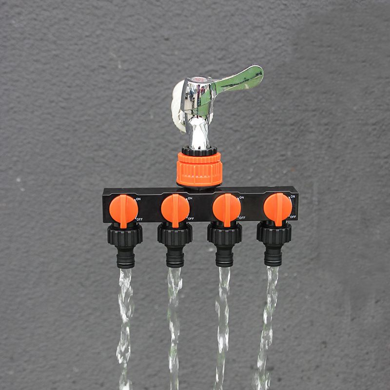 2pcs Orange 4-Way Garden Hose Splitter - Multi-Outlet Tap Manifold with Individual Control Valves - Universal Fit for 1/2 inch 3/4 inch and 1 inch Taps - Durable ABS Irrigation Water Distributor
