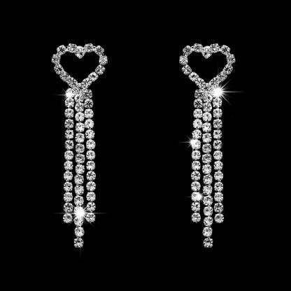 Mother's Day Jewelry Gift Set - Heart Shaped Rhinestone Necklace Earrings Bracelet and Ring - Thoughtful Present for Mum, Special Occasion Formal Wear Accessories, Elegant Gift for Her