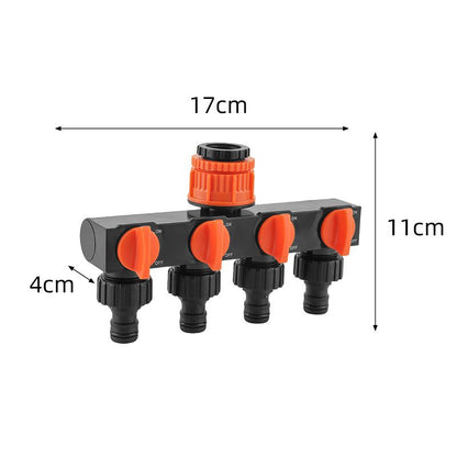 2pcs Yellow 4-Way Garden Hose Splitter - Multi-Outlet Tap Manifold with Individual Control Valves - Universal Fit for 1/2 inch 3/4 inch and 1 inch Taps - Durable ABS Irrigation Water Distributor
