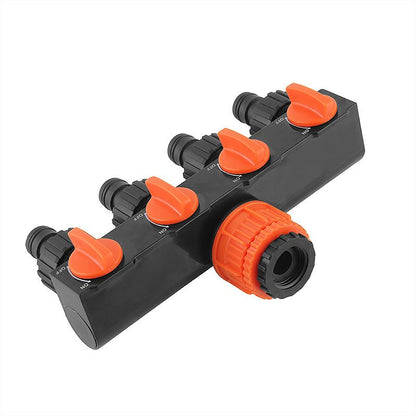 2pcs Yellow 4-Way Garden Hose Splitter - Multi-Outlet Tap Manifold with Individual Control Valves - Universal Fit for 1/2 inch 3/4 inch and 1 inch Taps - Durable ABS Irrigation Water Distributor