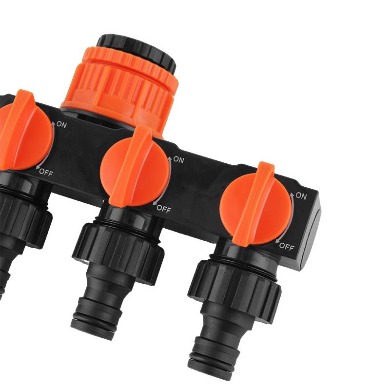 2pcs Yellow 4-Way Garden Hose Splitter - Multi-Outlet Tap Manifold with Individual Control Valves - Universal Fit for 1/2 inch 3/4 inch and 1 inch Taps - Durable ABS Irrigation Water Distributor
