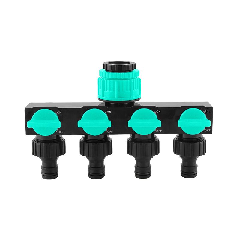2pcs Blue 4-Way Garden Hose Splitter - Multi-Outlet Tap Manifold with Individual Control Valves - Universal Fit for 1/2 inch 3/4 inch and 1 inch Taps - Durable ABS Irrigation Water Distributor