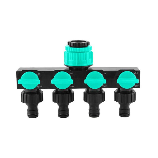 2pcs Blue 4-Way Garden Hose Splitter - Multi-Outlet Tap Manifold with Individual Control Valves - Universal Fit for 1/2 inch 3/4 inch and 1 inch Taps - Durable ABS Irrigation Water Distributor