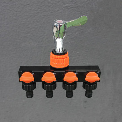 2pcs Blue 4-Way Garden Hose Splitter - Multi-Outlet Tap Manifold with Individual Control Valves - Universal Fit for 1/2 inch 3/4 inch and 1 inch Taps - Durable ABS Irrigation Water Distributor