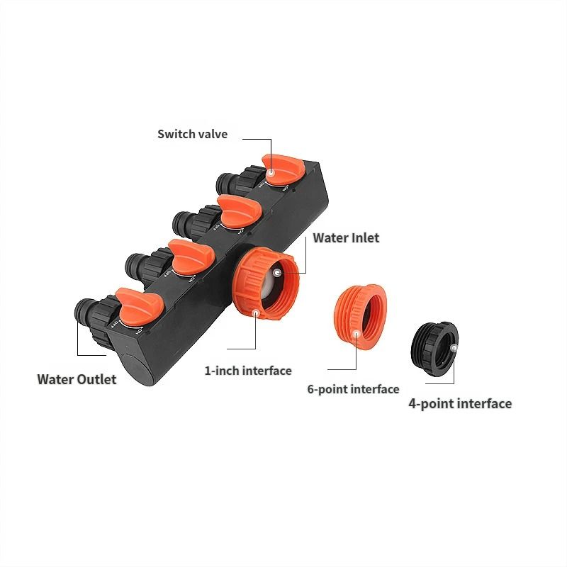 2pcs Blue 4-Way Garden Hose Splitter - Multi-Outlet Tap Manifold with Individual Control Valves - Universal Fit for 1/2 inch 3/4 inch and 1 inch Taps - Durable ABS Irrigation Water Distributor