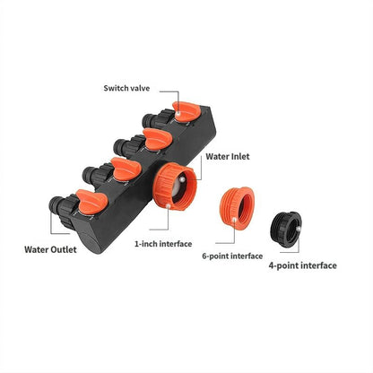 2pcs Blue 4-Way Garden Hose Splitter - Multi-Outlet Tap Manifold with Individual Control Valves - Universal Fit for 1/2 inch 3/4 inch and 1 inch Taps - Durable ABS Irrigation Water Distributor