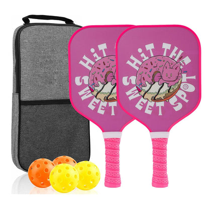 ã€RT-015ã€‘Fiberglass Pickleball Paddle Set of 2 with 4 Balls and Carry Bag - 185g Single Paddle Weight - Beginner Friendly Starter Kit with Non-Slip Cushion Grip for Adults Kids and Outdoor Family Fun