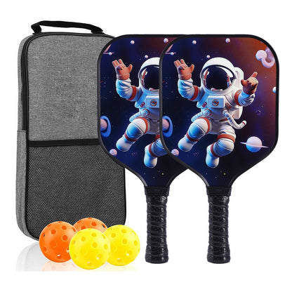 ã€RT-006ã€‘ Fiberglass Pickleball Paddle Set of 2 with 4 Balls and Carry Bag - 185g Single Paddle Weight - Beginner Friendly Starter Kit with Non-Slip Cushion Grip for Adults Kids and Outdoor Family Fun
