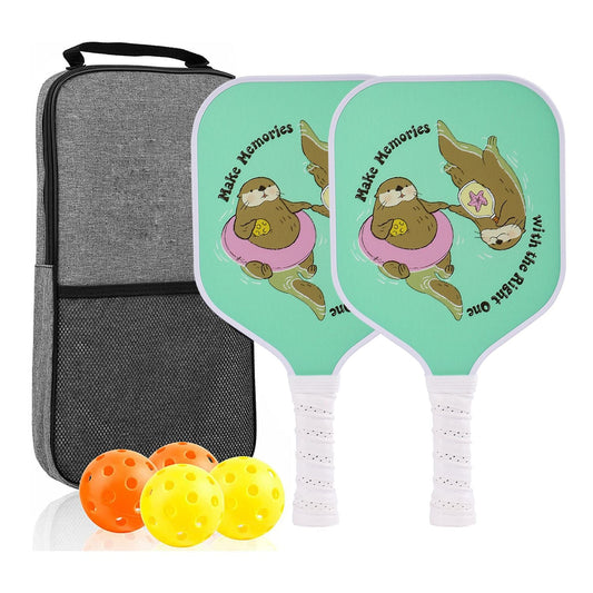 ã€RT-008ã€‘Fiberglass Pickleball Paddle Set of 2 with 4 Balls and Carry Bag - 185g Single Paddle Weight - Beginner Friendly Starter Kit with Non-Slip Cushion Grip for Adults Kids and Outdoor Family Fun