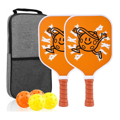 ã€RT-010ã€‘Fiberglass Pickleball Paddle Set of 2 with 4 Balls and Carry Bag - 185g Single Paddle Weight - Beginner Friendly Starter Kit with Non-Slip Cushion Grip for Adults Kids and Outdoor Family Fun
