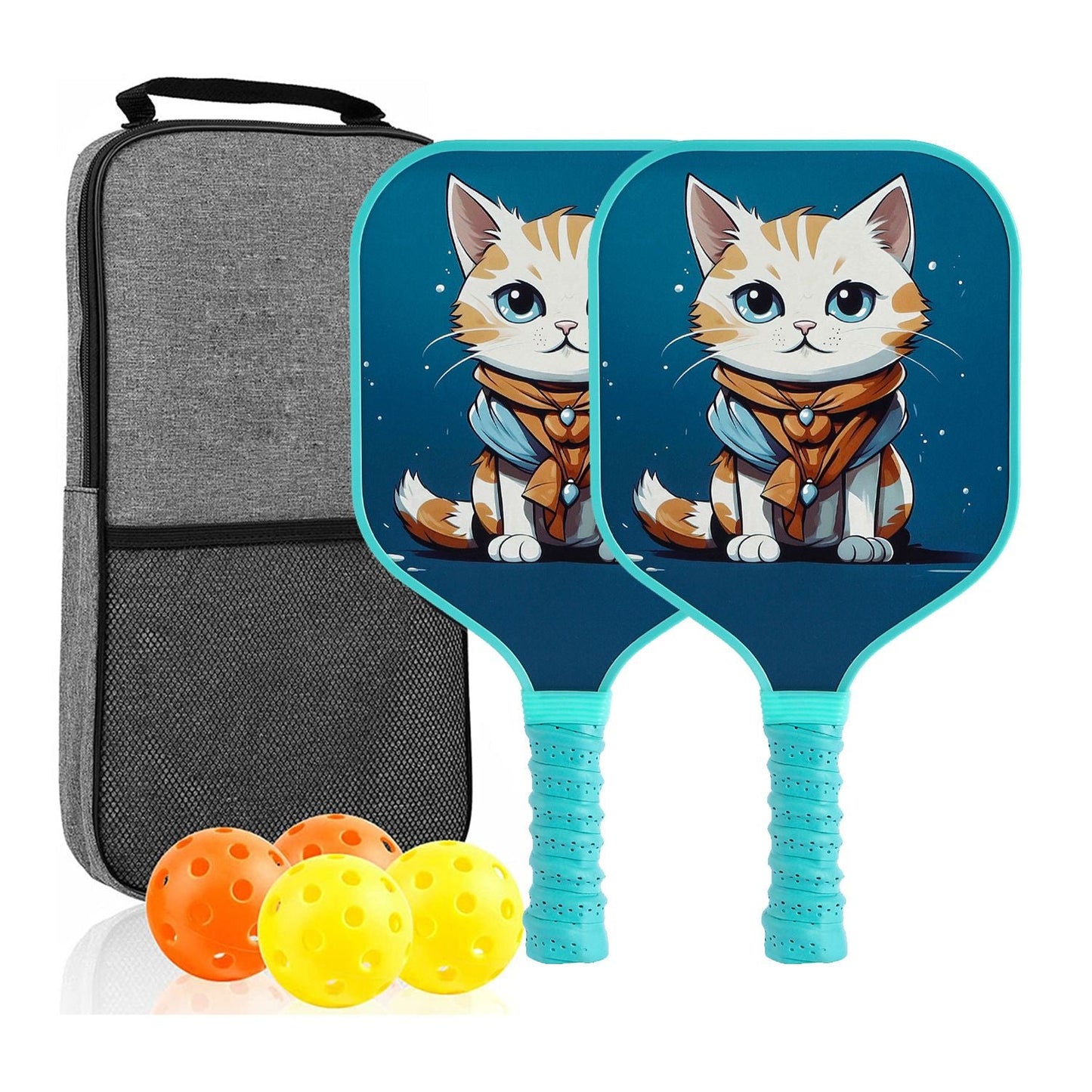 ã€RT-016ã€‘Fiberglass Pickleball Paddle Set of 2 with 4 Balls and Carry Bag - 185g Single Paddle Weight - Beginner Friendly Starter Kit with Non-Slip Cushion Grip for Adults Kids and Outdoor Family Fun