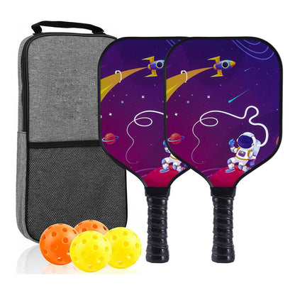 ã€RT-007ã€‘Fiberglass Pickleball Paddle Set of 2 with 4 Balls and Carry Bag - 185g Single Paddle Weight - Beginner Friendly Starter Kit with Non-Slip Cushion Grip for Adults Kids and Outdoor Family Fun