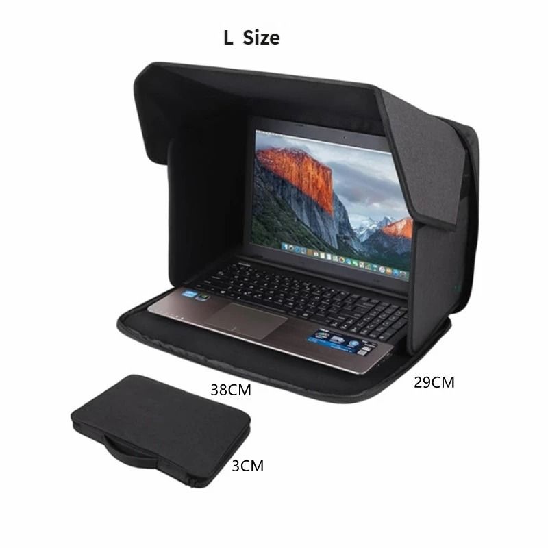 Laptop Sun Shade and Outdoor Privacy Hood - Fits Laptops up to 16 Inches Size L - Anti-Glare Screen Shield, Portable Foldable Design, Remote Work Essential for Park Beach and Outdoor Office Use