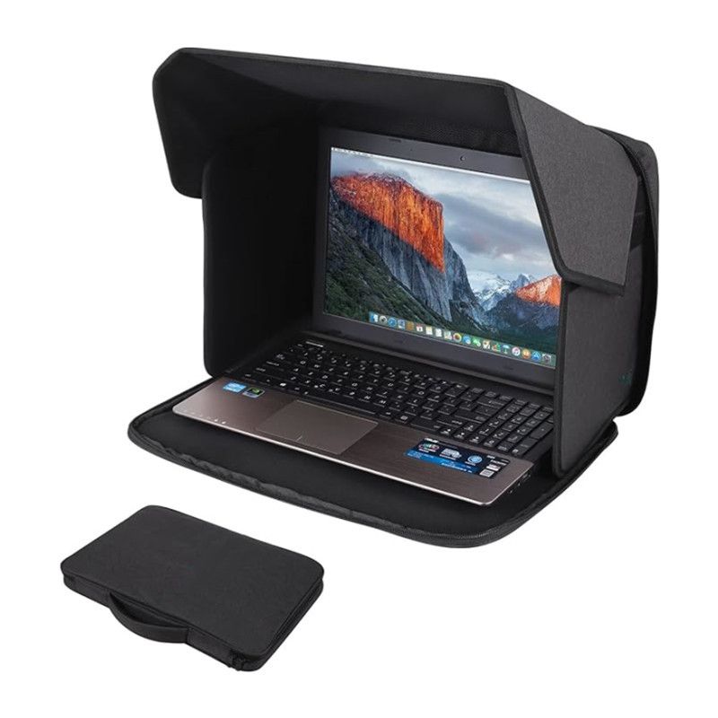 Laptop Sun Shade and Outdoor Privacy Hood - Fits Laptops up to 16 Inches Size L - Anti-Glare Screen Shield, Portable Foldable Design, Remote Work Essential for Park Beach and Outdoor Office Use