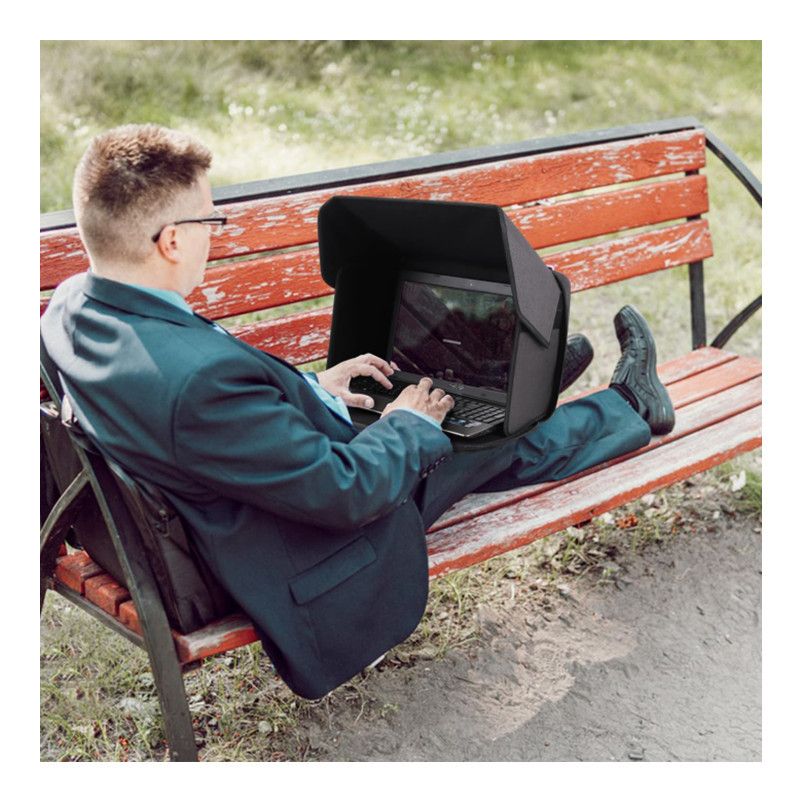 Laptop Sun Shade and Outdoor Privacy Hood - Fits Laptops up to 16 Inches Size L - Anti-Glare Screen Shield, Portable Foldable Design, Remote Work Essential for Park Beach and Outdoor Office Use