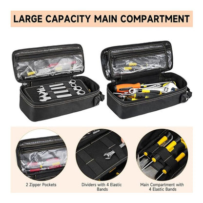 Tactical Tool Pouch Organizer - Heavy Duty Oxford Cloth - Compact MOLLE Utility Bag with Adjustable Shoulder Strap for EDC Small Hand Tools and Outdoor Gear - 12 Inch Black