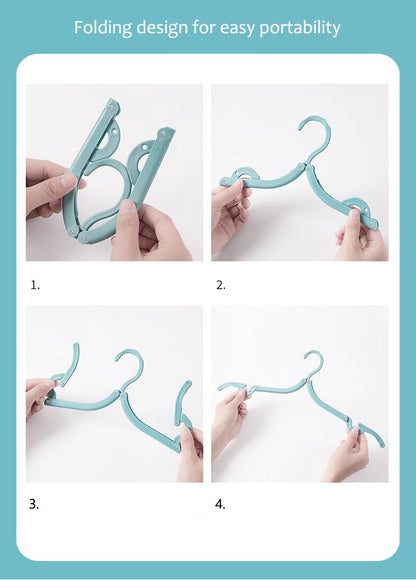 Portable Folding Travel Hangers Set - 19 Piece Laundry Kit with 6 Adjustable Hangers 12 Clips and Storage Bag - Space Saving Design for Caravanning Camping and Student Dorms - Sky Blue