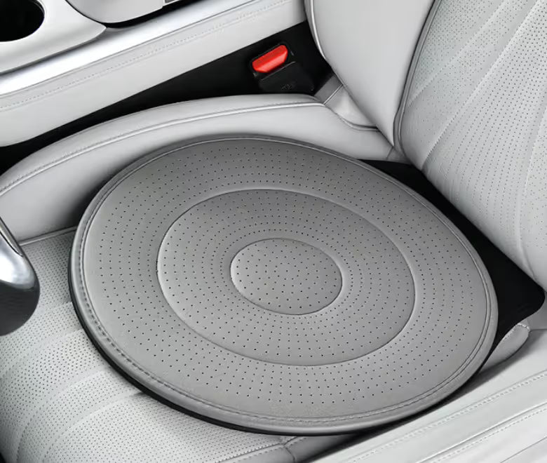 Gray 360 Degree Rotating Car Seat Cushion - 53cm Nano Tech Swivel Mobility Aid - Easy Vehicle Entry and Exit for Seniors, Breathable Non Slip Ergonomic Support for Home Office and Travel