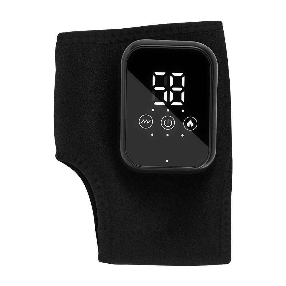 Electric Ankle Massager with Heat and Vibration - 2 Pack Black - Rechargeable Cordless Joint Support Brace with LED Touchscreen for Pain Relief Achilles Tendonitis and Recovery