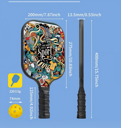 Pickleball Paddle Set with 4 Fiberglass Paddles, 8 Outdoor Balls and 2 Carry Bags - Honeycomb Core, Lightweight Design, Comfort Grip, Family and Beginner Friendly Game Set