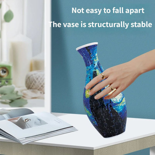 3D Puzzle Vase 160 Piece DIY Flower Vase Kit - Starry Sky Art, Reusable Inner Water Cup, Stable Decorative Display for Home, Office and Gift Giving