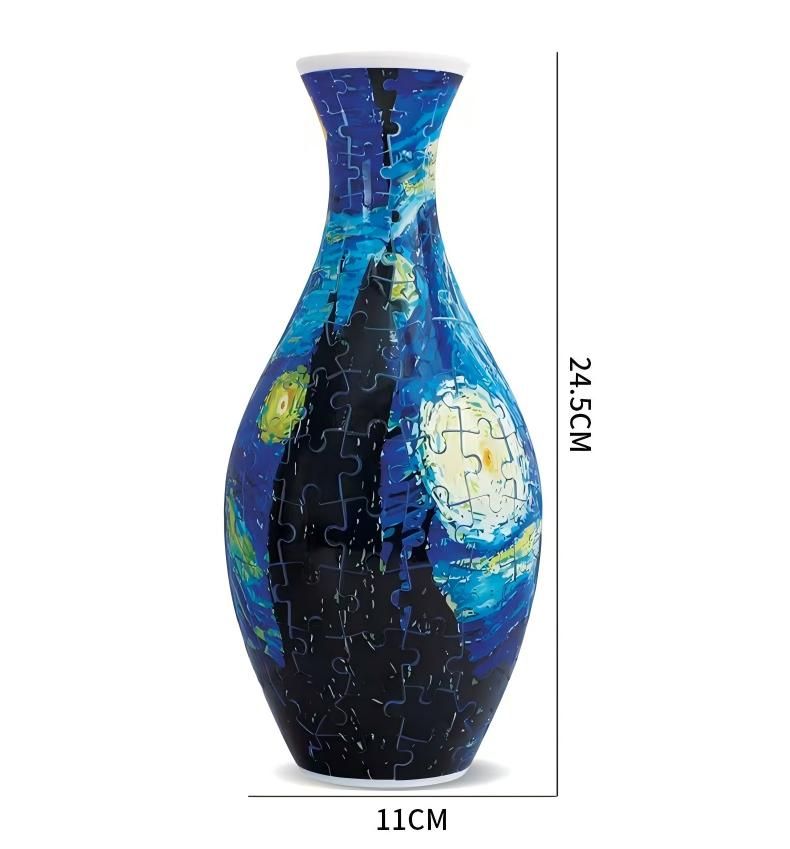 3D Puzzle Vase 160 Piece DIY Flower Vase Kit - Starry Sky Art, Reusable Inner Water Cup, Stable Decorative Display for Home, Office and Gift Giving