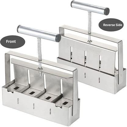 4 Cell Soil Blocker - Heavy Duty Steel Seedling Block Maker with 3 Seed Pin Sets, Reusable Hand Press for Seed Starting, Propagation and Home Gardening