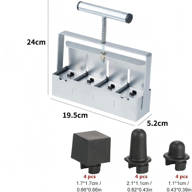 4 Cell Soil Blocker - Heavy Duty Steel Seedling Block Maker with 3 Seed Pin Sets, Reusable Hand Press for Seed Starting, Propagation and Home Gardening