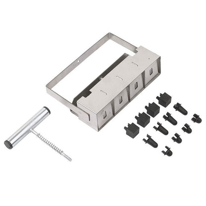 4 Cell Soil Blocker - Heavy Duty Steel Seedling Block Maker with 3 Seed Pin Sets, Reusable Hand Press for Seed Starting, Propagation and Home Gardening
