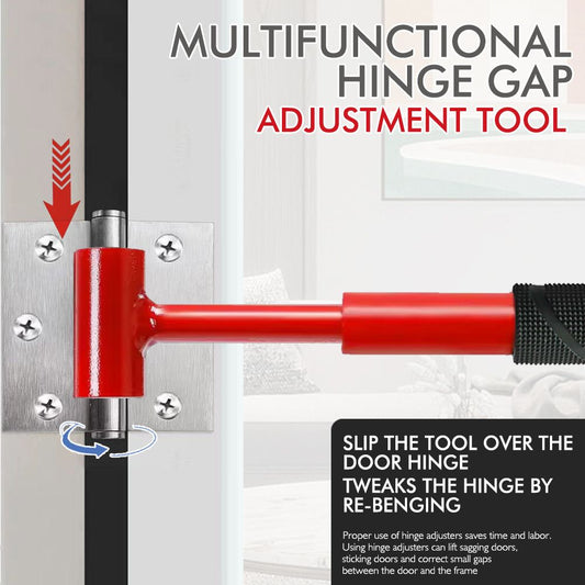 4 in 1 Door Hinge Adjustment Wrench Set - Heavy Duty Hinge Bender Tool with 14, 19, 23 and 25 mm Heads, Comfort Grip and Storage Pouch for Door Alignment
