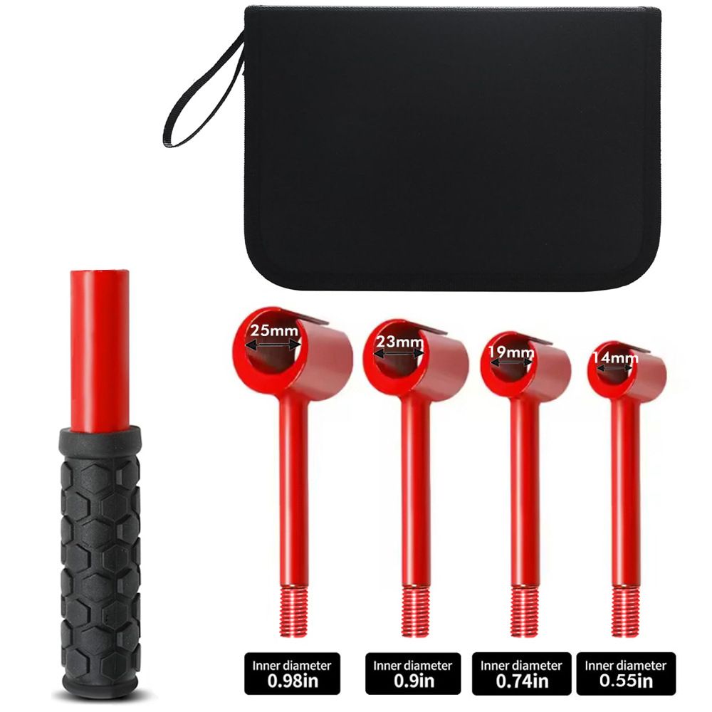 4 in 1 Door Hinge Adjustment Wrench Set - Heavy Duty Hinge Bender Tool with 14, 19, 23 and 25 mm Heads, Comfort Grip and Storage Pouch for Door Alignment