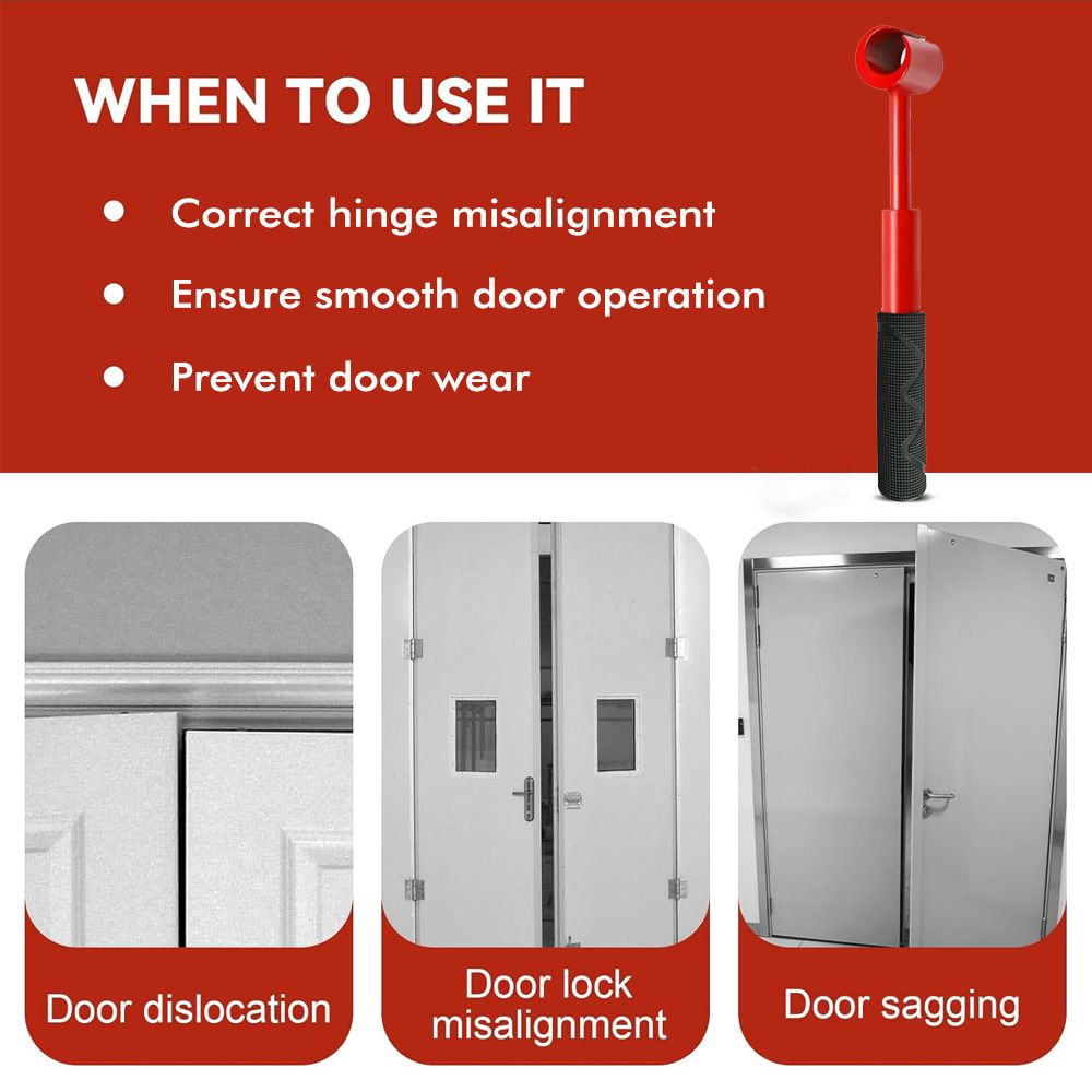 4 in 1 Door Hinge Adjustment Wrench Set - Heavy Duty Hinge Bender Tool with 14, 19, 23 and 25 mm Heads, Comfort Grip and Storage Pouch for Door Alignment