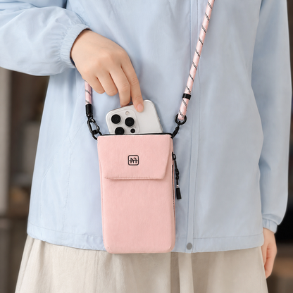 Beige Crossbody Phone Bag - Compact Travel Wallet with Large Capacity Multi Compartment Storage, Wear Resistant Shoulder Pouch for Phone, Coins and Daily Essentials