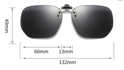 Quicksilver 2-Piece Flip-Up Sunglasses Clip-On Set for Glasses - UV-Protective Square Polarized Lenses for Driving