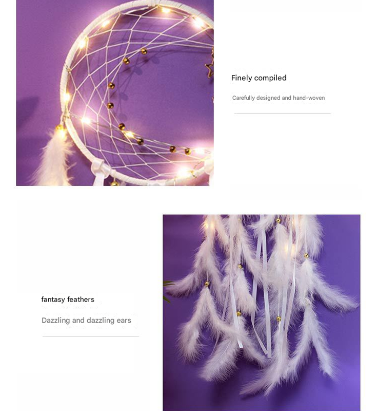 Multicolor With light 2 PCS Mystic Moon Dreamcatcher Wind Chime Pendant - Elegant Lunar Design with Soothing Tones