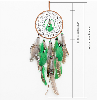 Crescent With Lights Boho Forest Dreamcatcher Wind Chime Pendant - INS Style Moonlit Serenity Decor