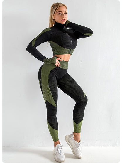 Elegant purple High Waist Yoga Set for Women - Sports Bra, Long Sleeve Shirt & Leggings 3-Piece Workout Set Size XXXXL
