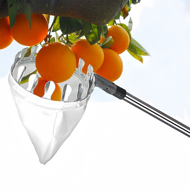 Telescoping Fruit Picker - Apple, Peach, Persimmon Harvesting Tool with Collection Bag, High Reach Fruit Catcher 2m