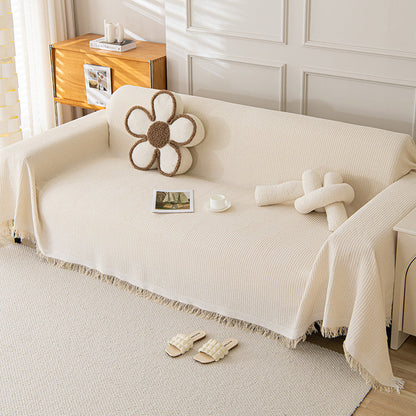 180*340CM Beige Premium Polyester Sofa Throw Blanket, Multi-Seasonal Use, Sofa Protector