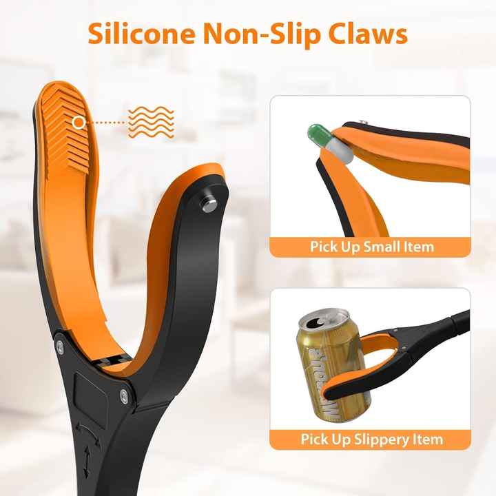 Blue Foldable Grabber Tool with Silicone Non-Slip Claws - Ideal for Litter Picking, Outdoor Use, and Household Cleaning