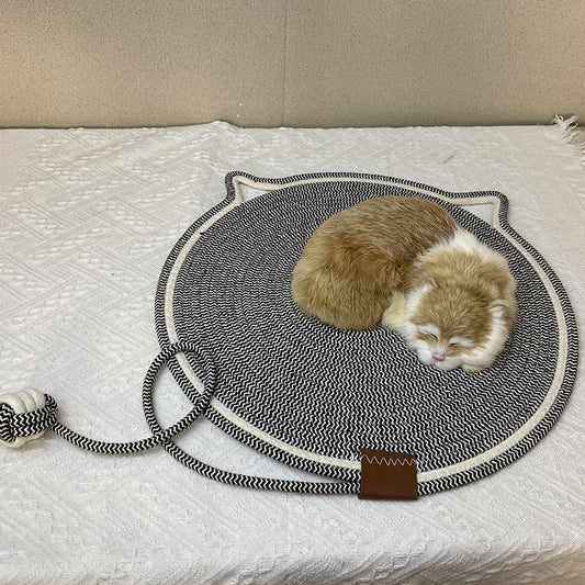 3 Pcs Grey Durable Cat Scratching Mat with Attached Toy Ball - Washable and Multi-Functional, Ideal for Cats' Scratching and Sleeping - 50cm Diameter