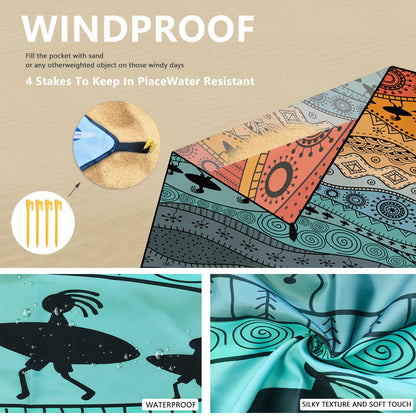 Style STD-001-12 Colorful Quick Dry Beach Mat Sand Proof Waterproof Outdoor Picnic Blanket - Compact & Lightweight