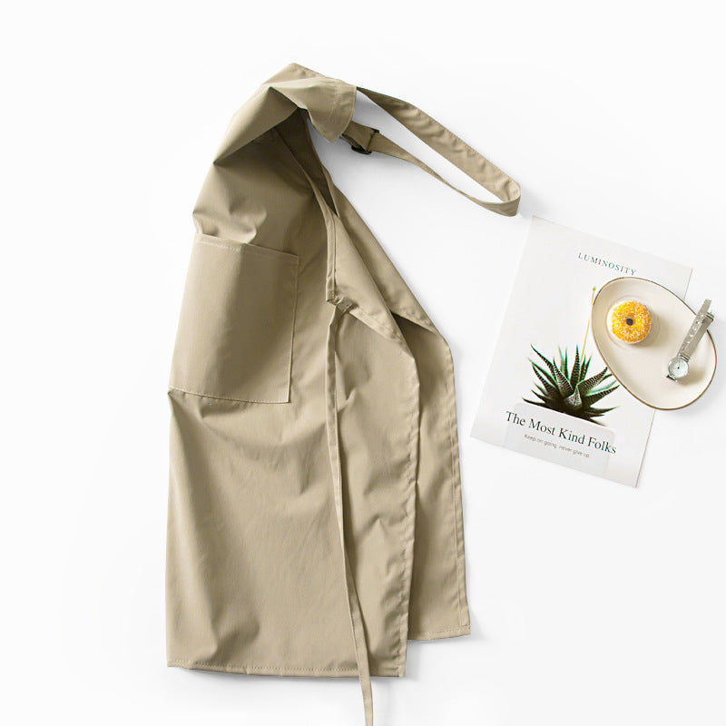 Beige Waterproof & Oil-Proof Apron - Adjustable Kitchen Apron with Pockets