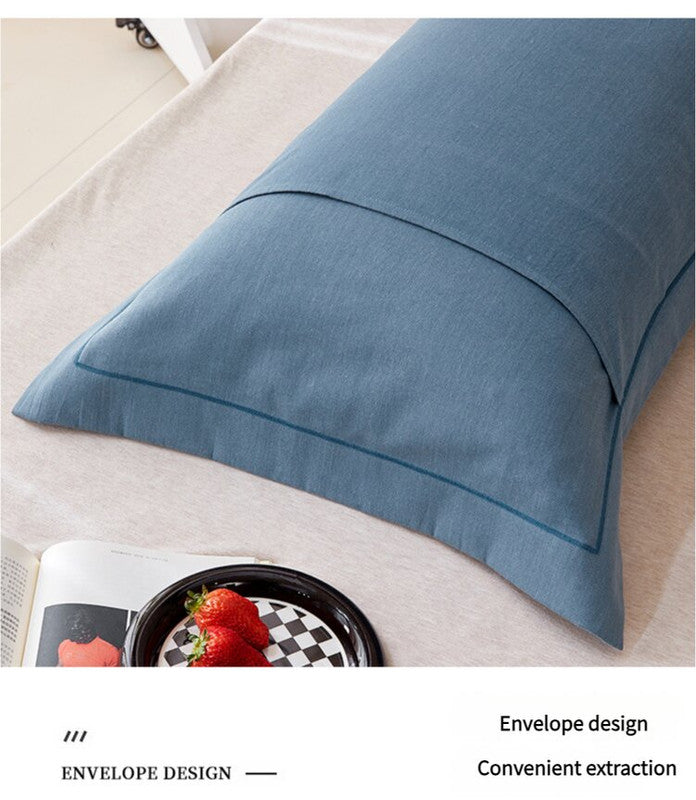 Blue Pure Cotton Flannel Pillowcase Set - Soft, Thickened, Solid Color (Pair, 48x74cm)